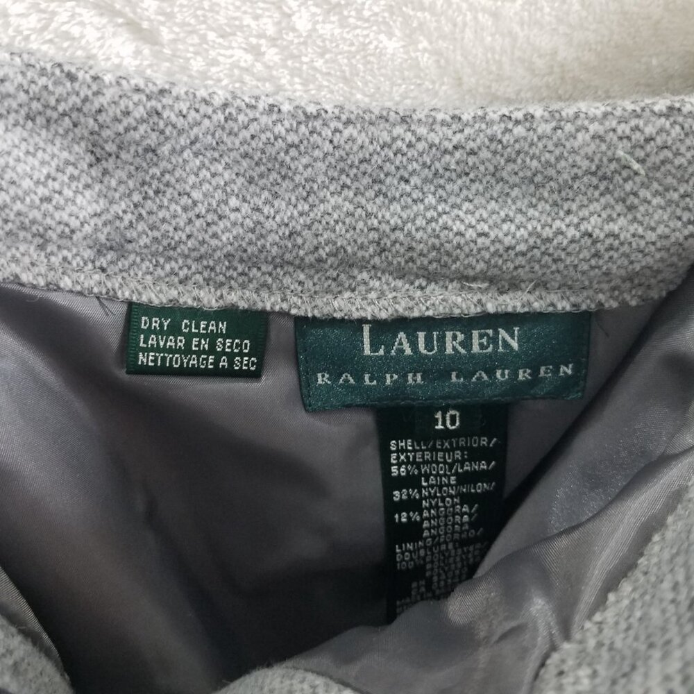 LAUREN RALPH LAUREN Tweed Wool Blend Front Zipper Gray straight skirt Size 10 - Picture 7 of 8